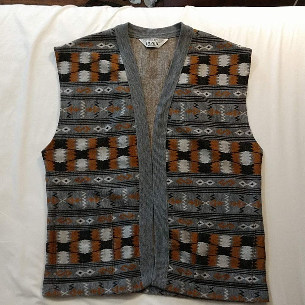 Blair Western print open sweater vest